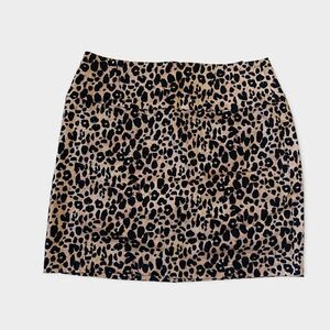 Forever 21 Animal Leopard Print Mini Skirt Size Medium Brown Black Party Club